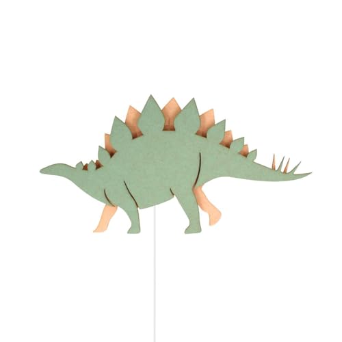 Dino Stegosaurus Applique Murale - van Tjalle en Jasper - Naturel/Vert MDF - E14 - Applique DIY