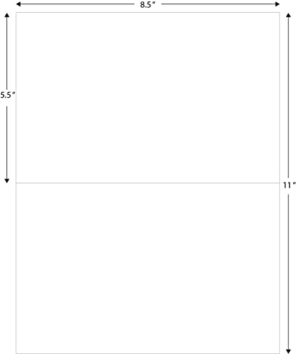 Blank Labels Half Sheet Shipping Labels, 5.5" X 8.5" (5-1/2 X 8-1/2) Permanent White Matte Label, Inkjet And Laser Guaranteed Made In Usa- 50 Sheets - 100 Labels #TOP6