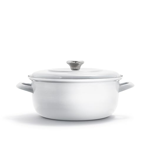 Merten & Storck 3.7QT & 5.5QT Dutch Ovens with Lids, 4 Piece Cookware Set, European Crafted Enameled Iron Stockpot, Induction & All Cooktops, Braising, Stews, Roasting, Slow Cooking, Sourdough, Gray