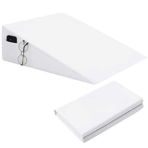 INVGEEXI White Bed Wedge Pillow Cover, 25" L x 25" W x 10" H