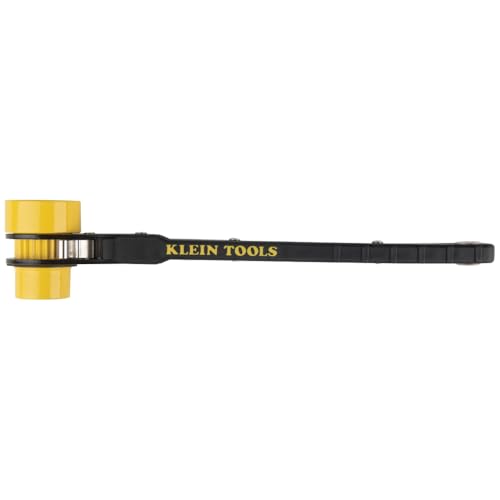 Image of Klein Tools KT151T Lineman's Ratcheting Wrench with Bolt-Through Design, 3 /4-Inch, 13 /16-Inch, 1-Inch x 1-1 /8-Inch Combination Square Socket