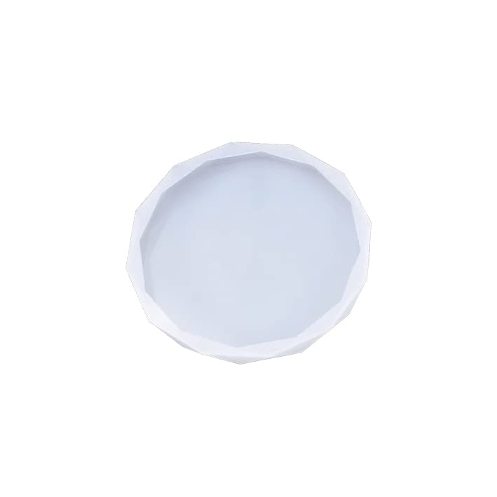 Round Diamond Cut Edges Resin Art Silicone Casting Mould Epoxy Mold Silicon Jewellery Moulds DIY Coaster Mold Agate 5" Design (Pack of 1, White)-image-38