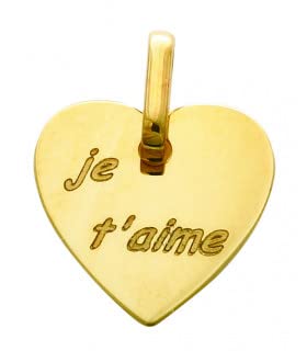 Pendentif coeur Je T'aime : collier tour de cou avec médaillon romantique