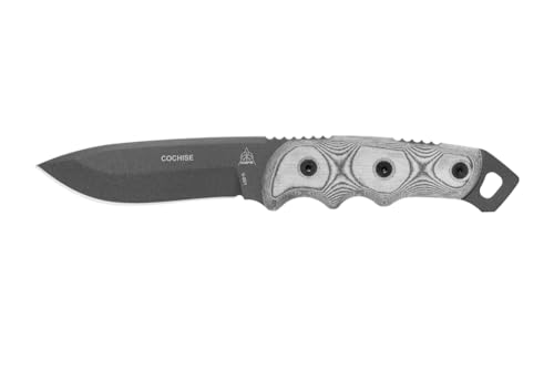 Tops Knives Cochise Full Tang Fixed Blade- Tactical Gray Blade Finish- Black Kydex Sheath w/Rotating Spring Steel Clip (Black Linen Micarta Handle)