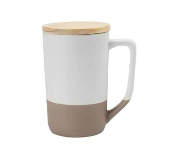 Shallow 400ml Porcelain Ceramic Coffee Tea Mug – 9 x 9.3cm, Copper Color