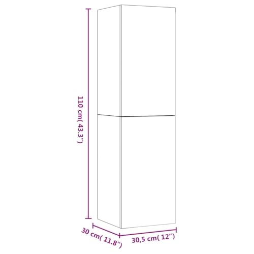 Miniatura 3 de Vidaxl Mueble Para Tv Soporte Armario Aparador Estante Salón Sala De Estar Decoración Entretenimiento De Contrachapada Gris Hormigón 30,5x30x110 Cm