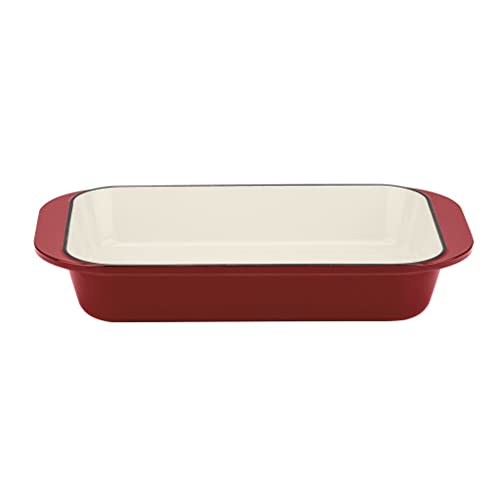 Image of Cuisinart CI1136-24CR Chef's Classic Enameled Cast Iron 14-Inch Roasting /Lasagna Pan, Cardinal Red