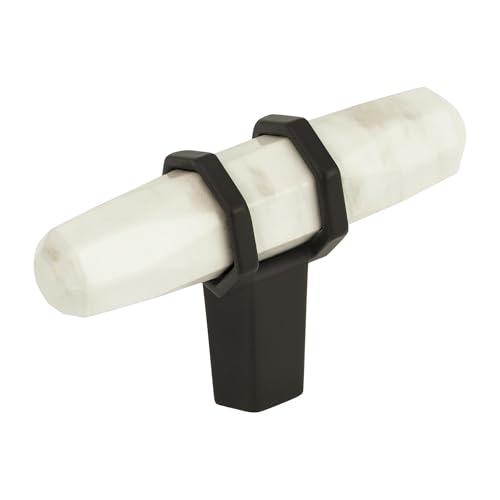 Image of Amerock | Cabinet Knob | Marble White /Black Bronze | 2-1 /2 inch (64 mm) Length | Carrione | 1 Pack | Drawer Knob | Cabinet Hardware
