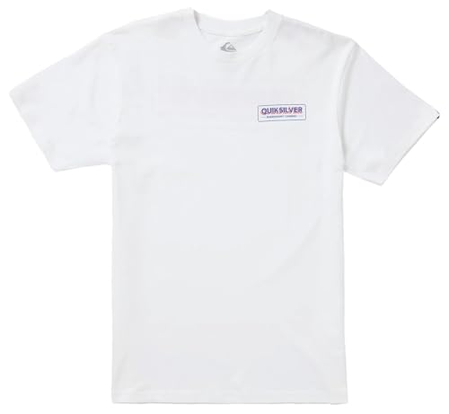 T-shirt de marque Quiksilver homme couleur blanche à col rond modèle Quik Sign mode décontractée