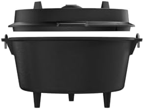 Bild 13 - Dutch Oven Set-Eingebrannter Dutch Oven 9L [6-10 Person]-Feuertopf Gusseisen ohne Füßen-Schmortopf Doppelfunktion-2in1 Deckelheber,Untersetzer,Bürste,DutchOven Rezeptbuch-30 Jahre Garantie