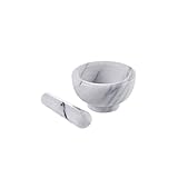 Marble Mortar with Pestle Set 4.5x2.5 inch, Natural Stone Surface Polished for Easy Cleaning, Heavy/