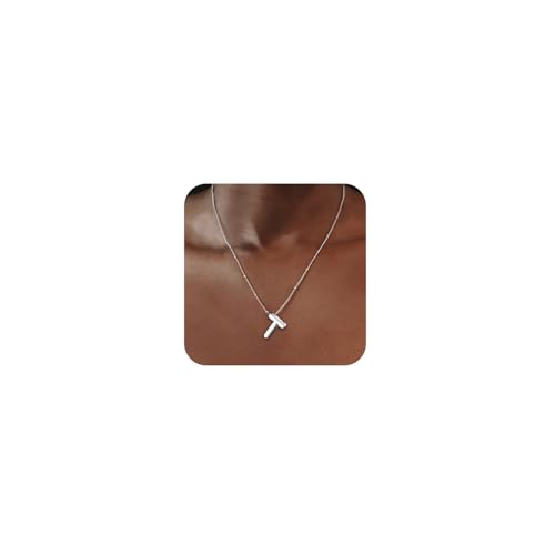 Pendentif initiales argent sterling avec chaîne satellite délicate pour femme