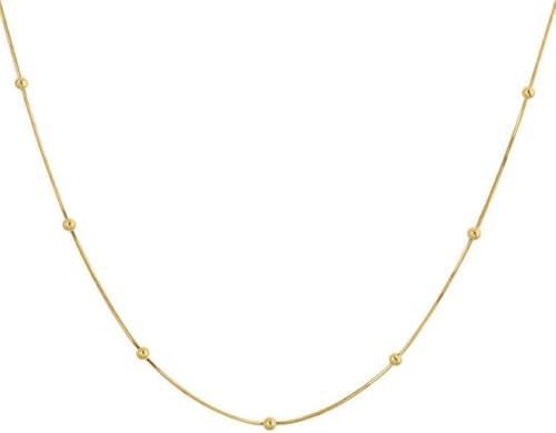 XFSRG Collar de Oro para Mujer Cadena de Bolas Minimalista Joyería Fina Regalo Original para Mujer Moda Elegante Ideal para Todas las Ocasiones
