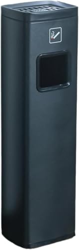 Cenicero exterior Contenedor de basura for exteriores, cenicero de pie, resistente a la intemperie, con cerradura, for suelo.(Black)