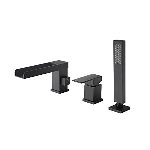 Mitigeur de baignoire cascade or brossé au design luxe 3 trous