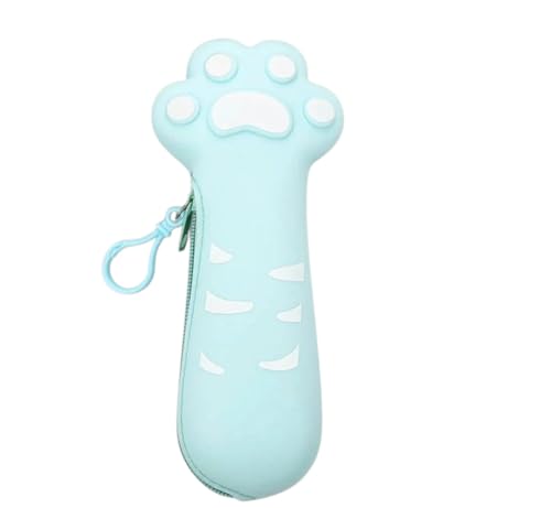 Papelaria Cute Estojo de Silicone em Formato de Patinha com Zíper Colorido 20cm Azul