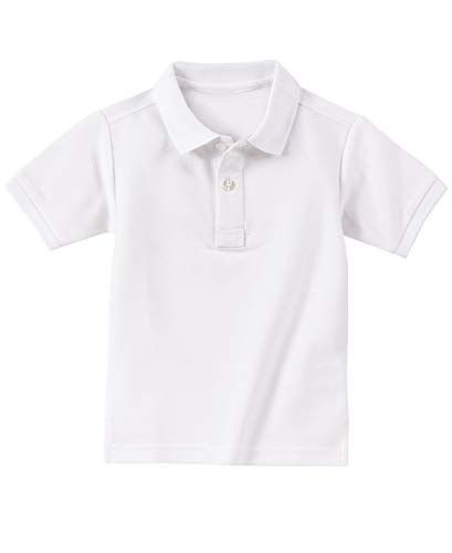 IZOD Boys' Toddler School Uniform Short Sleeve Pique Polo, White, 3T