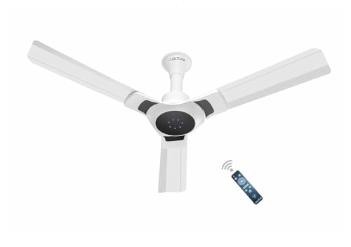 Image of ACTIVA Optima 1200mm BLDC Ceiling Fan with LED Light & Remote | 28W Energy Saving 5 Star Rated Fan | High Speed Silent Anti Dust 3 Blade Ceiling Fan for Home, Bedroom & Living Room | White | Pack of 1
