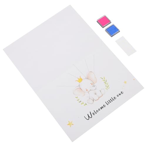 BIUDECO 1juego Libro de Visitas Árbol de Huellas para Revelación de Género con Póster Almohadillas de Tinta Azul y Registro de Mensajes para Shower y Fiesta de Revelación de Género