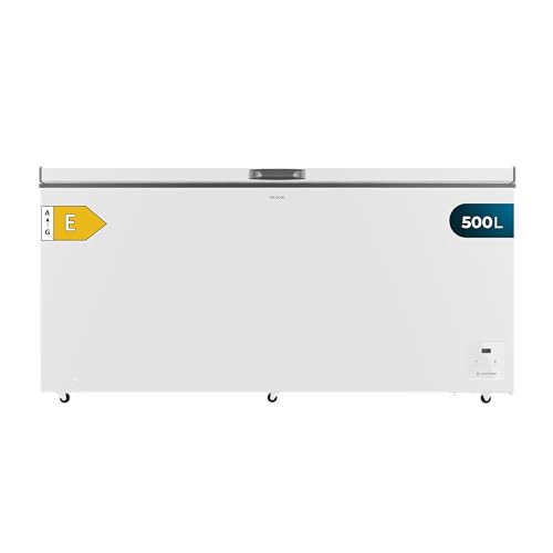 Cecotec Horizontal Gefrierschrank Bolero CoolMarket Chest 500 white E, Inverter Plus Kompressor 500L, 83,5 x 165 cm, Energieeffizienzklasse E, Fast Freezing, Umwandelbar in Kühlschrank, 2 Körbe, Weiß