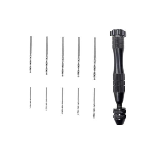 Holibanna - Holibanna 11 pièces Outil Rotatif Manuel avec Perceuse à Main Simple Extrémité Support de Mèches pour Perçage Précis de Bijoux Bricolage et Petits Travaux Kit Alliage Aluminium Noir