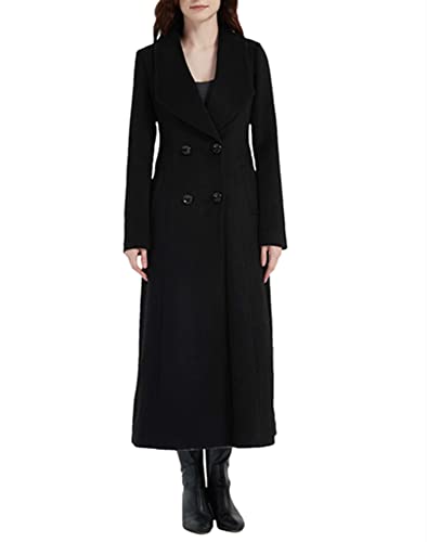 Trench en laine à double boutonnage femme noir 32 manteau chic