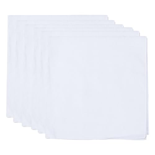 RJMBMUP 6 Pcs White Bandana Tie Dye Party Supplies Plain Solid Cotton Large Headband Head Wrap Handkerchiefs Hair Accessories