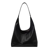 Bolsa Hobo feminina - Bolsa de couro vegano, bolsa de ombro e bolsa feminina grande bolsa de ombro macia, Preto