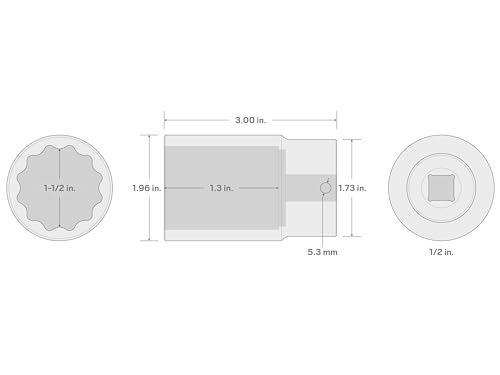 Image of TEKTON 1 /2 Inch Drive x 1-1 /2 Inch Deep 12-Point Impact Socket | SID23238