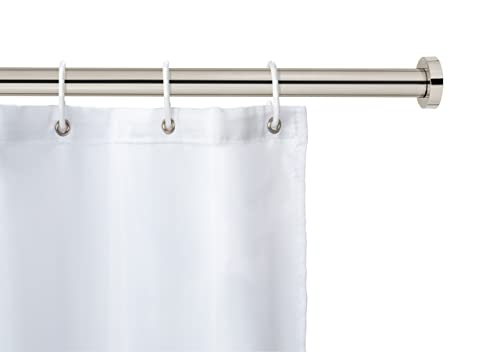 WENKO Teleskop-Duschstange Mod. Luz, Duschvorhangstange inkl. Wandadapter zum Klemmen, einfache Wandmontage - Befestigung ohne Bohren, aus rostfreiem Edelstahl, Ø 28 mm x 110-185 cm, Chrom
