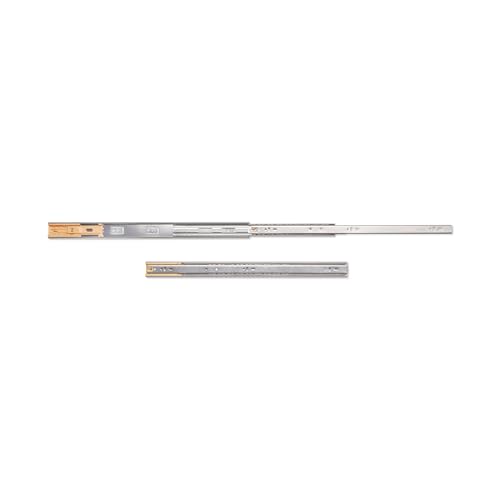 Emuca - Guías laterales para cajones con rodamiento de bolas 45 mm x 550 mm, pack de 1 juego de guías de extracción total con cierre suave