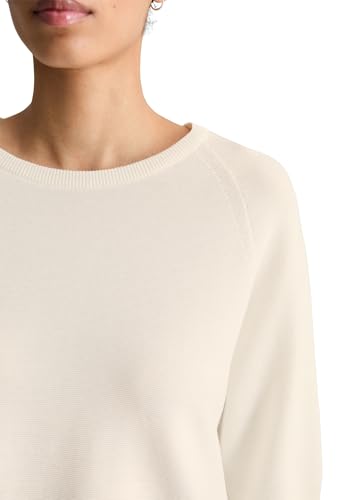 Marc OߴPolo Denim Damen Pullover mit Rundhalsausschnitt Relaxed Fit, Weiß (Silky White), XS – Ansicht 4