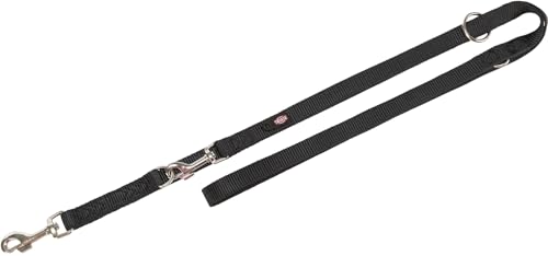 TRIXIE Hundeleine Premium M–L, 2,00 m 20 mm in schwarz - verstellbare Leine mit belastbaren Gurtband - für mittelgroße bis große Hunde - 200501