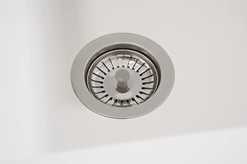 Respekta Denver Lavello In Composito Mineralite Bianco/Lavello Da Incasso A 1 Vasca Da 86 X 50 Cm/Lavello Adatto A Basi Da 60 Cm Di Larghezza - 4