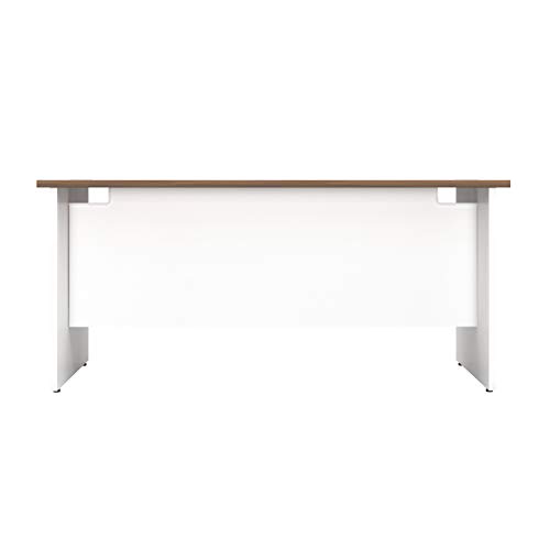 Office Hippo Heavy Duty Rectangular Office Desk with Panel Ends, 160 x 80 x 73 cm, White Legs, Dark Walnut Top