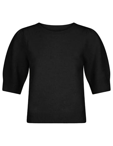 Image of Lentta Women's Bow Knit Sweater Trendy Backless Tie Puff Short Sleeve Crewneck Knitted Pullover Tops