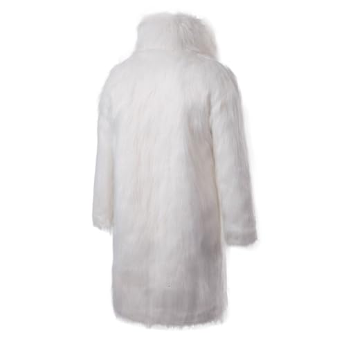 Image of Lisa Colly Mens Faux Fur Coat Jacket Winter Overcoat | Men's Faux Fur Long Jacket, Long Sleeve, Fluffy Warm, Winter Parka Coat