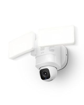 eufy Security Floodlight Camera E30, Security Camera Outdoor, 360° Pan and Tilt, AI Detection and Tracking, 2K Video, 2.4GHz Wi-Fi, 2,000 Lumens, Built-in Siren, 24/7 Recording，No Monthly Fee