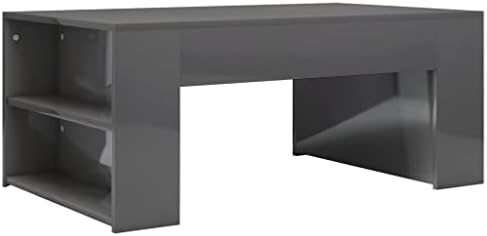 vidaXL Coffee Table with Shelf Easy to Clean Living Room Office Furniture Wooden End Side Desk Lounge Table High Gloss Black Engineered Wood
