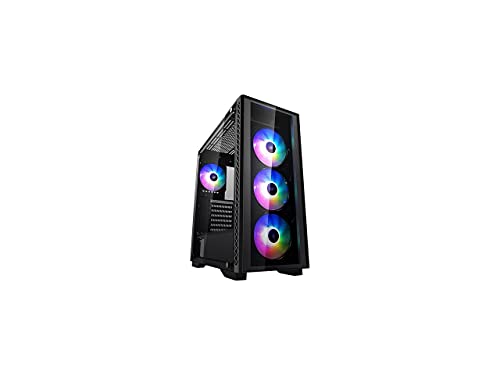 DEEPCOOL Mid-Tower Case 4x120mm ADD-RGB Fans, Full-Size Tempered Glass Side and Front Panel, Motherboard SYNC Control Model MATREXX 50 ADD-RGB 4F