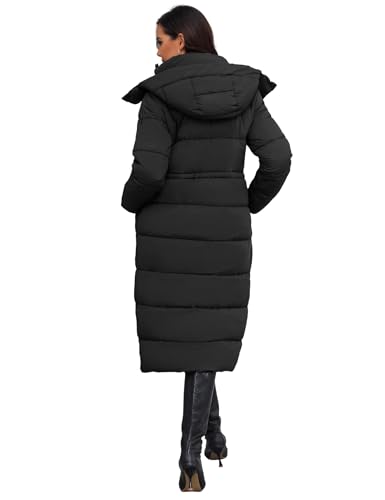 ANOTHER CHOICE Women's Down Coat with Detachable Hood, Long Puffer Coat Women Winter Jacket3
