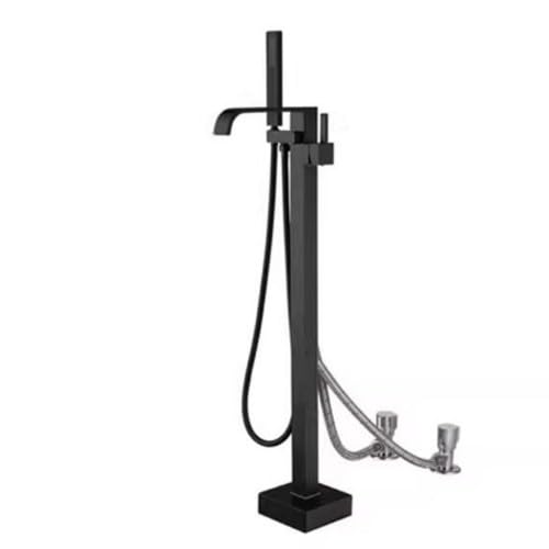 Freistehende Wannenarmatur Schwarz, Badewannenarmatur Aus Messing 360°...