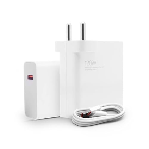 Mi Original 120W Xiaomi Charger - Hyper Charge Adapter with 6A Cable, Fast Charging for Xiaomi Mobile & Mi Laptop - Universal Compatibility (White)