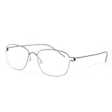 GOJOHO 100% Titanium Alloy Eyeglass Frame for Man or Women 8605 (Black-Grey)