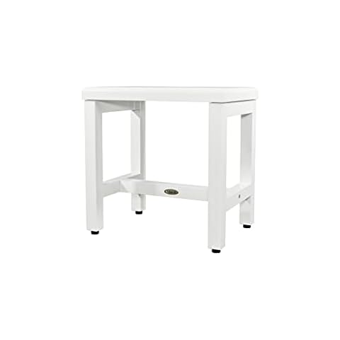 CoastalVogue 18 Inch, White, Teak Shower Bench, Shower Benches for Inside Shower, Shower Table, Shower Bench Waterproof, Spa Bench, Waterproof Shower Bench Cover