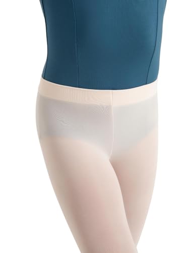 Capezio Girls' Ultra Soft Self Knit Waistband Tight, Light Pink, One Size (8-12)