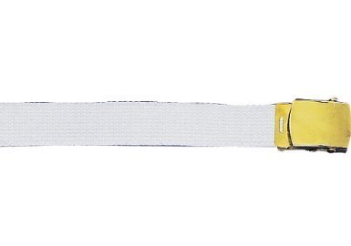 Army Camouflage Solid Color Military Web Belt (White Belt - Gold Buckle, 44