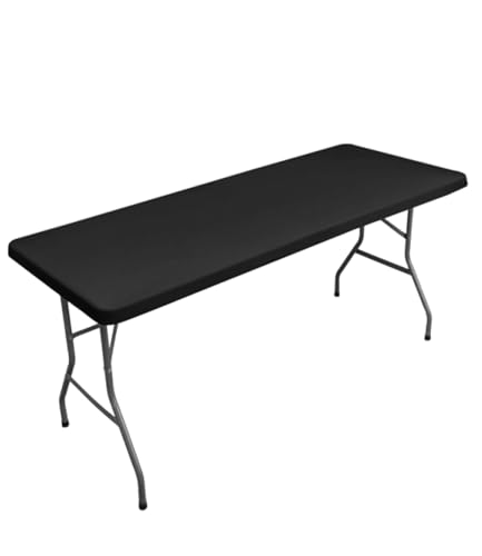 Morbuy Nappe Rectangulaire 183 x 76 CM avec Bord Élastique, Noire Nappe de Table Anti Tache pour Extérieur, Idéale pour Table Pliable, Camping, Terrasse,...