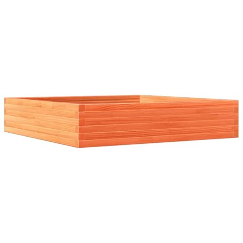 Mhdvray Macetero marrón cera, 110 x 110 x 23 cm, madera maciza de pino para balcón, jardín, terraza, robusta estructura de madera con fondo abierto para hierbas, verduras y flores