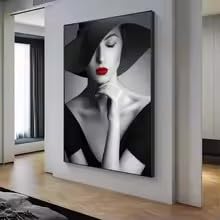 Peinture sur toile noir et blanc pour la décoration du salon chic et moderne